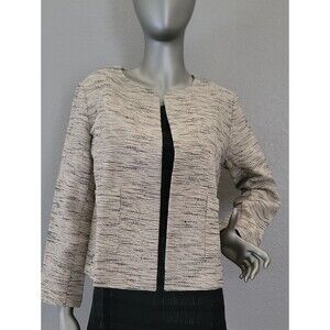 Eileen Fisher Handwoven Organic Cotton Furrows Natural Cropped Jacket Size Small